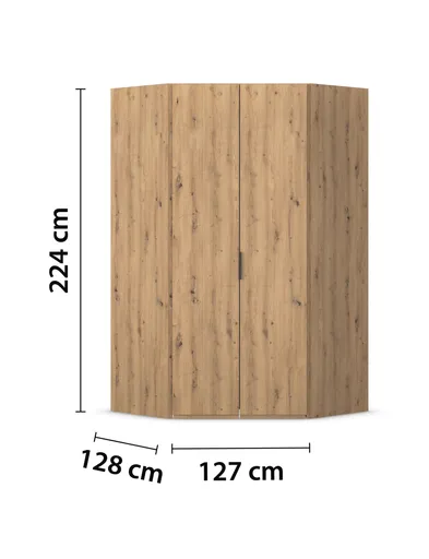 Eckschrank ROVERO- B ca. 127 cm, Eiche Dekor