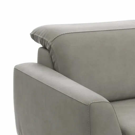 Sofa Tulsa KV - 3-Sitzer, inkl. Sitzvorzug (motorisch) und Kopfteilverstellung, Leder, Graubeige