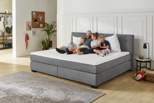 Boxspringbett- Liegefläche ca. 240x200 cm, Stoff, Dunkelgrau