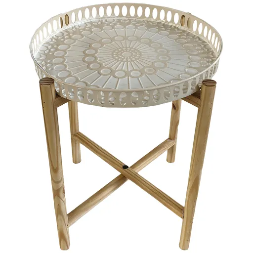 Deko-Beistelltisch - 2-tlg., Weiß/Creme/Natur, HD ca. 55x45 cm