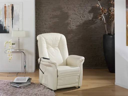 Fernsehsessel EM Hamburg - Relaxfunktion (1-motorisch), Leder, Kreide