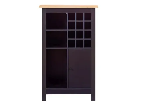 Weinschrank - B ca. 76 cm, Schwarz, Artisan Eiche Nachbildung