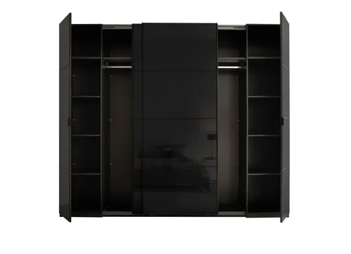 Schwebe- Drehtürenschrank - B. ca. 267 cm, Grauglas, Graphit