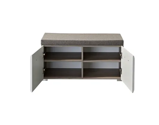 Bank - inkl. Sitzkissen, B ca. 84 cm, Silbereiche Nachbildung, Weiß