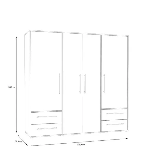 Drehtürenschrank FATHIE- B ca. 206 cm, Eiche Dekor