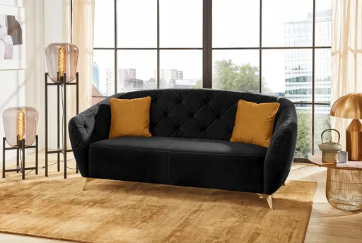Sofa - 2-Sitzer, Stoff, Schwarz