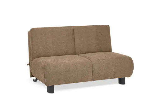 Faltsofa EBBY - 2-Sitzer ohne Armlehne, 140 cm inkl. Schlaffunktion/Relaxfunktion, Stoff, Braun