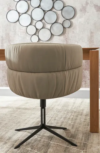 Armlehnstuhl Milana - drehbar, Leder, Offwhite