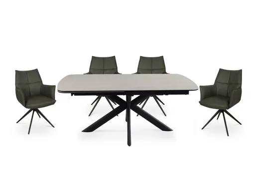 Esstisch MAXIE - ausziehbar, LB ca. 190x98 cm, Glaskeramik, Travertin farbig