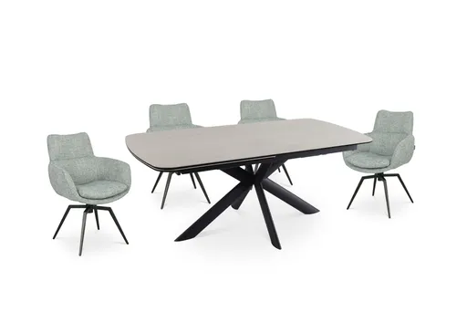 Esstisch MAXIE - ausziehbar, LB ca. 190x98 cm, Glaskeramik, Travertin farbig