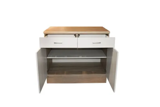 Unterschrank- B ca. 100 cm, Eiche Dekor, Weiß, Matt
