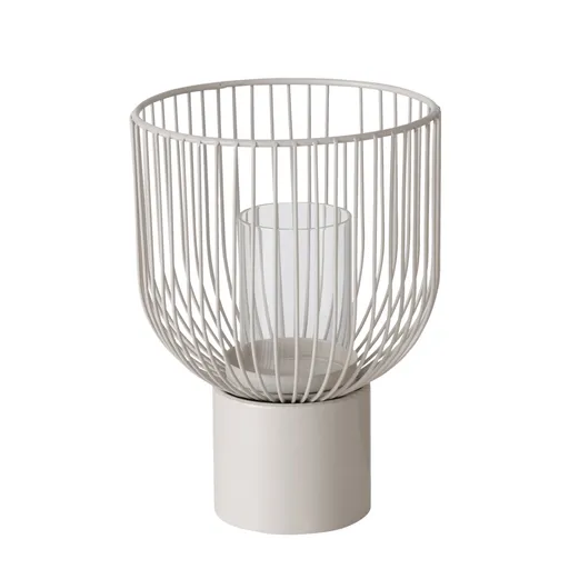Windlicht - Eisen/Glas, Beige