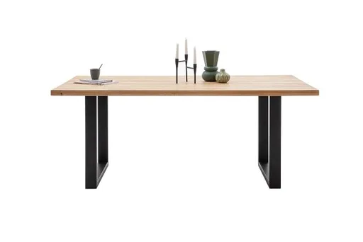 Esstisch - LB ca. 180x90 cm, Wildeiche massiv geölt, Schwarz