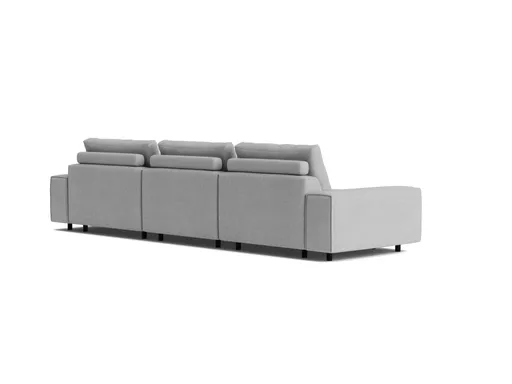 Ecksofa Serava - 2,5-Sitzer mit Longchair rechts, inkl. Relaxfunktion, Stoff, Grau