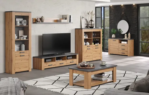 TV-Lowboard - Eiche Dekor, Graphit