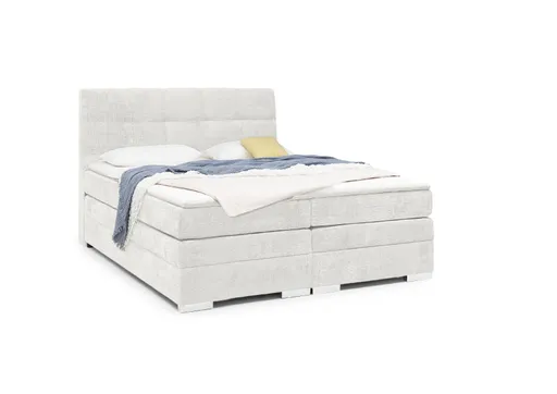 Boxspringbett SANDRIN I- Liegefläche ca. 180x200 cm, Stoff, Weiß