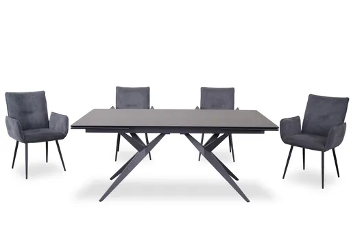 Esstisch MICHELA - ausziehbar, LB ca. 180x95 cm, Glaskeramik, Dunkelgrau