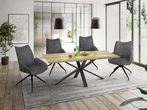 Stuhl MAUREEN - drehbar, Stoff, Grau