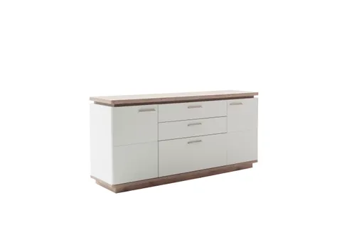 Sideboard - Weiß, Absetzung Eiche