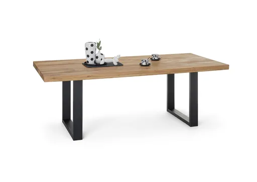 Esstisch - LB ca. 240x100 cm, Wildeiche massiv geölt, Schwarz