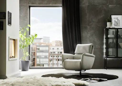 TV-Sessel - Relaxfunktion, Leder, Alufarben