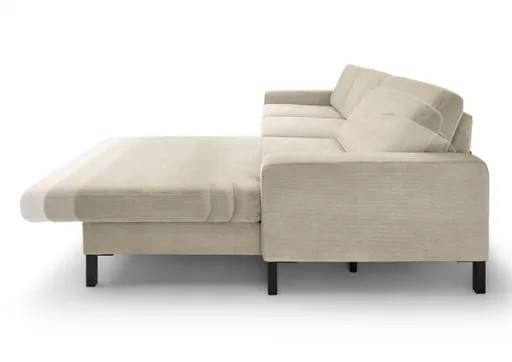  Ecksofa CALM MOVE 2.0 - 2,5-Sitzer mit Longchair rechts, Schlaffunktion, Feincord, Sand