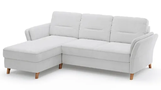 Ecksofa Vayra - Longchair links mit 2,5-Sitzer rechts, Stoff, Offwhite