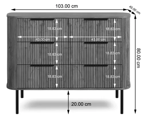 Kommdoe - B ca. 103 cm, Akazie massiv