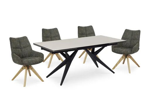 Esstisch MICHELA - ausziehbar, LB ca. 180x95 cm, Glaskeramik, Travertin farbig