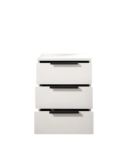 Nachtkommode - B. ca. 46 cm, Dekor, Weiß
