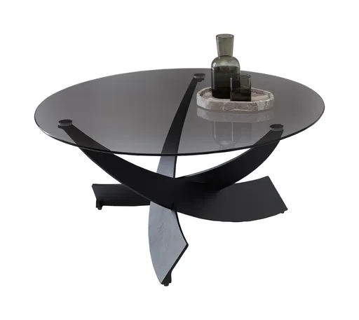 Couchtisch - Ø/H ca. 90x42 cm, Grau, Schwarz