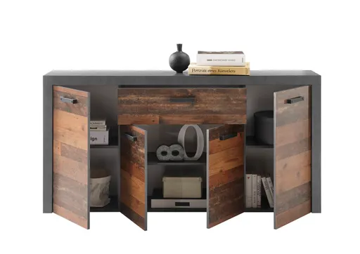 Sideboard - Vintage Dekor, Betonoptik Dunkelgrau