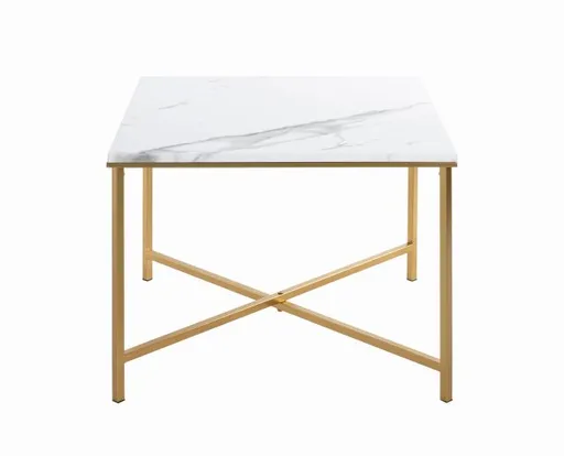 Beistelltisch - B/H/T ca. 60x47x60 cm, Marmoroptik, Goldfarben