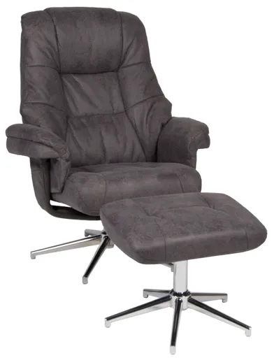 Relaxsessel mit Hocker - drehbar, Relaxfunktion, Microfaser, Anthrazit
