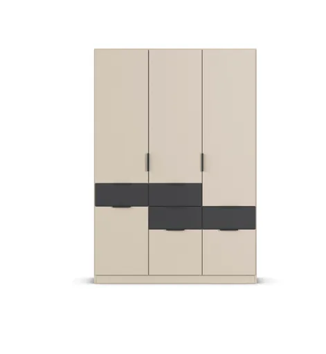 Drehtürenschrank RAAS- B ca. 136 cm, Champagner, Dunkelgrau