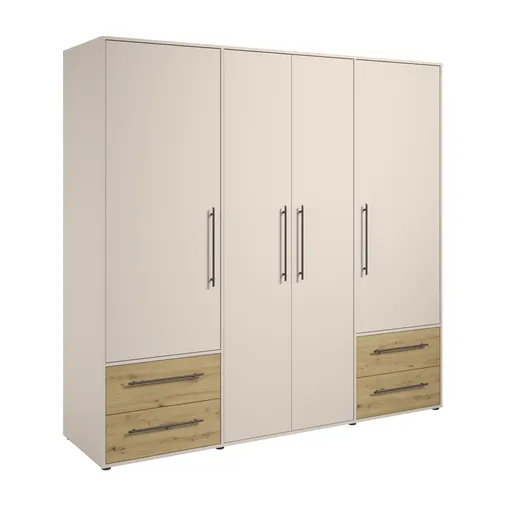  Drehtürenschrank FATHIE- B ca. 206 cm, Sand, Eiche Dekor