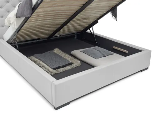 Bettgestell SANDRIN E- Liegefläche ca. 180x200 cm, Stoff, Hellgrau, ink. Lattenrost und Stauraum