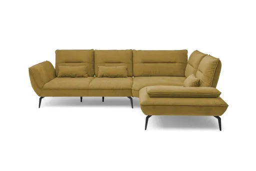 Ecksofa PAYTON - 2,5-Sitzer, Ecke rechts inkl. Rückenneigung, Armteilverstellung, Stoff, Senfgelb