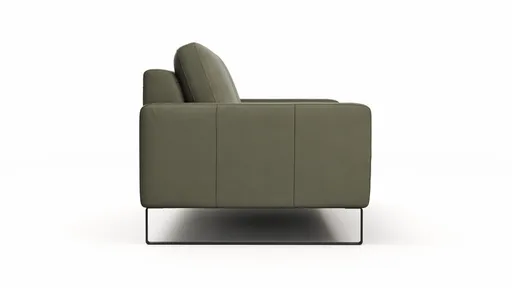 Sofa Enna - 3-Sitzer, Armlehne A, Leder, Olive, Kufe, Schwarz