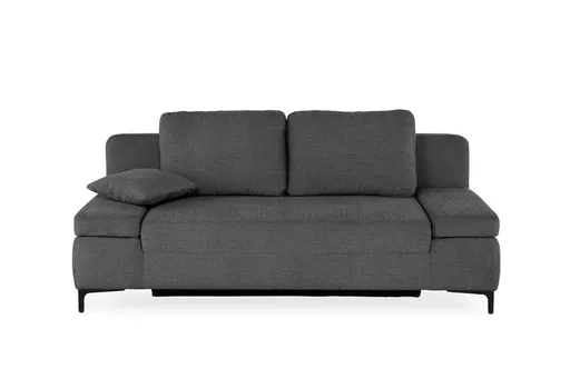 Sofa JEREMO - 2-Sitzer inkl. Schlaffunktion und Armlehnen verstellbar, Stoff, Dunkelgrau