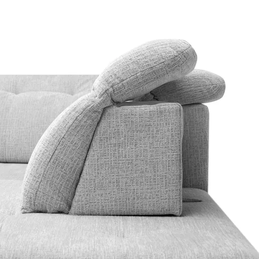 Ecksofa - Ecke links mit 2-Sitzer, Kopfteil verstellbar, Sitztiefe verstellbar motorisch, Stoff, Hellgrau
