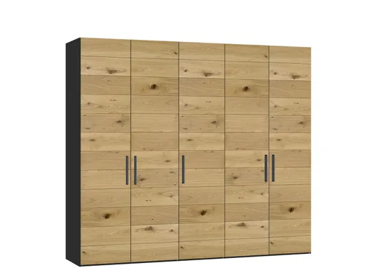 Drehtürenschrank JOIN IT- B ca. 252 cm., Schwarz, Eiche, Natur, Bretteroptik