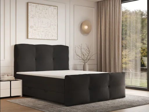 Boxspringbett- Liegefläche ca. 180x200 cm, Stoff, Anthrazit