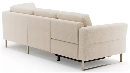 Ecksofa Leona - 2,5-Sitzer mit Ecke rechts inkl. Relaxfunktion motorisch, Stoff, Creme 