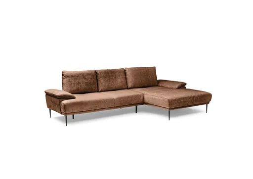 Ecksofa ENRIK - 2,5-Sitzer, Ecke rechts inkl. Sitztiefenverstellungen, Stoff, Orange