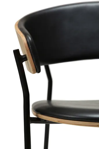 Stuhl - Furnierholz, Kunstleder, Eiche, Schwarz