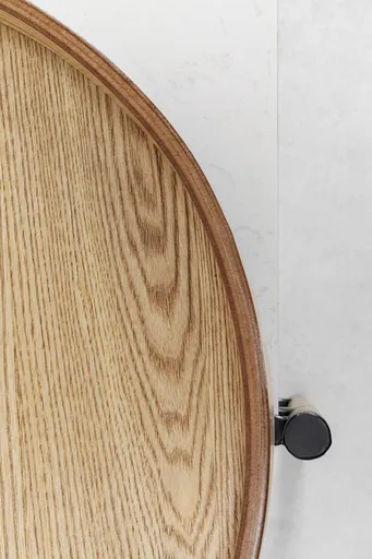 Couchtisch- LB ca. 129x54 cm, Marmoroptik, Weiß, Esche Dekor, Stahl, Schwarz lackiert