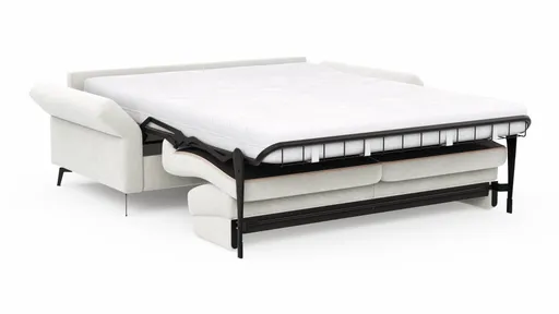 Schlafsofa Laredo - 2,5-Sitzer inkl. Schlaffunktion und Armlehne klappbar, Stoff, Offwhite