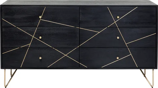 Sideboard- Massivholz, Mango, Schwarz, Lackiert