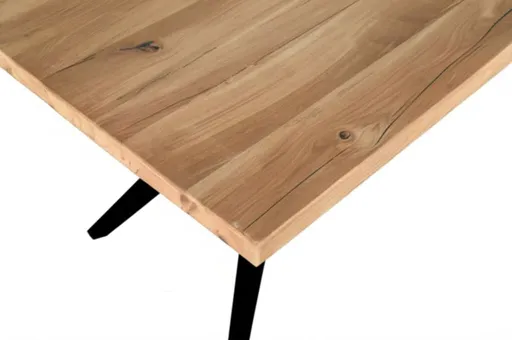 Esstisch - LB ca. 220x100 cm, Wildeiche massiv geölt, Schwarz